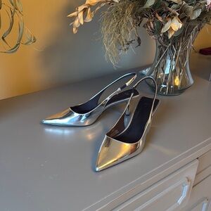 Silver Slingback Heels